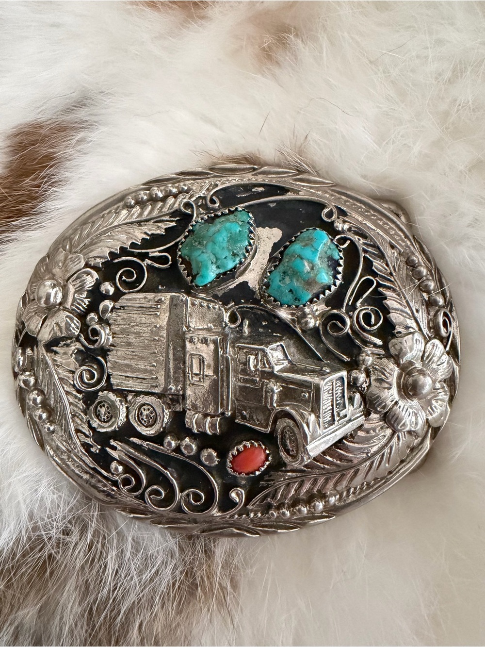Trucker Turquoise Belt Buckle
